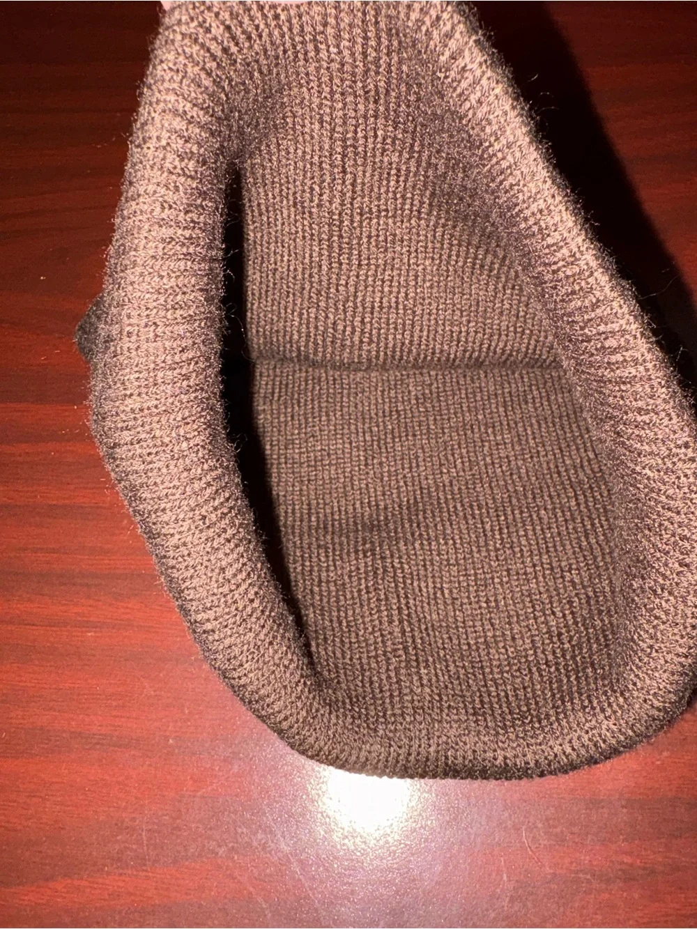 Kids Brown Knit Beanie with Cream Bear Patch NWOT
